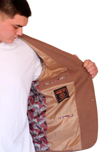 Mode XL Büyük Beden Erkek Klasik Blazer Ceket DIAGO 23027 Cappucino - 4