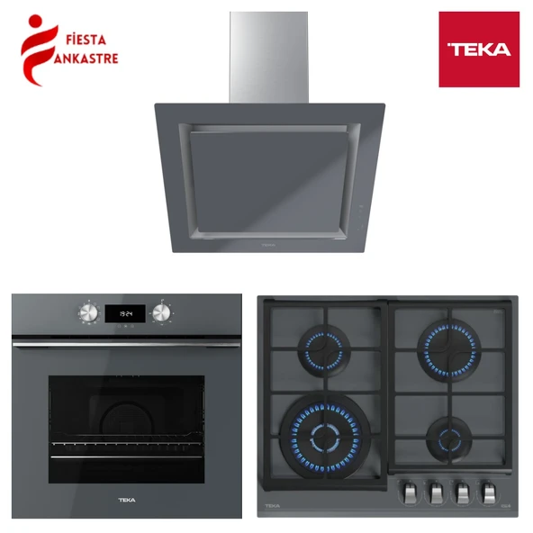 TEKA ANKASTRE GRİ SET 3 (HLB 8400 ST FIRIN + GZC 64320 ST OCAK + DLV 68660 ST DAVLUMBAZ) ürün görseli