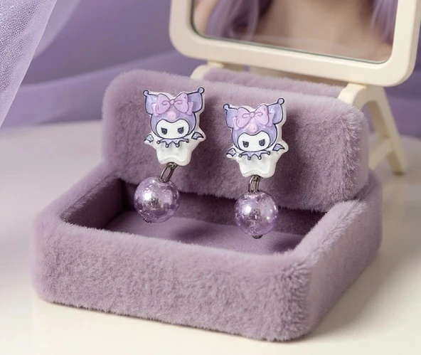 Kuromi Deliksiz Kıstırmalı Çocuk Küpe - 2