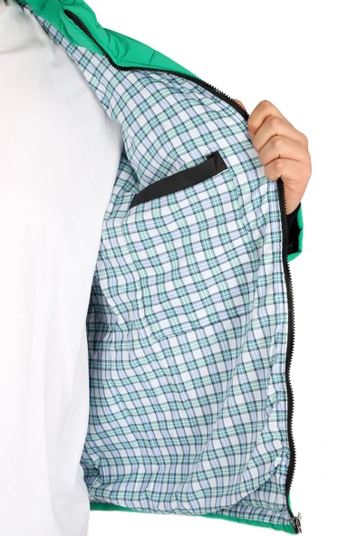 Mode XL Büyük Beden Erkek Dik Yaka Kapitone Mont U24612 Yeşil - 5