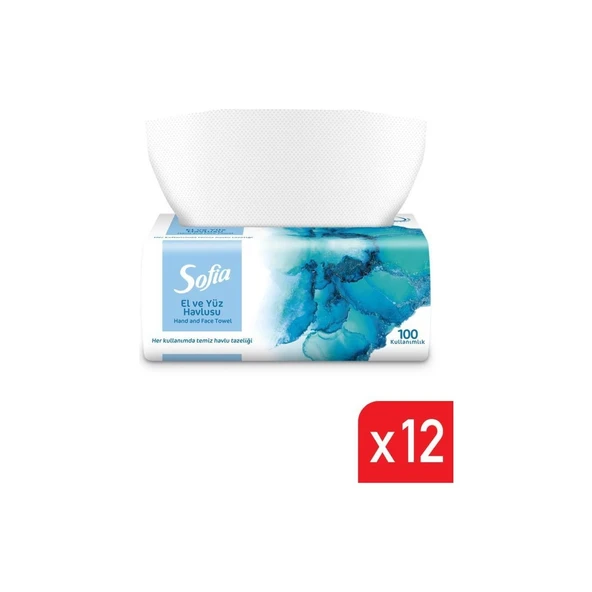 Sofia El ve Yüz Havlusu 100'lü 12 Paket
