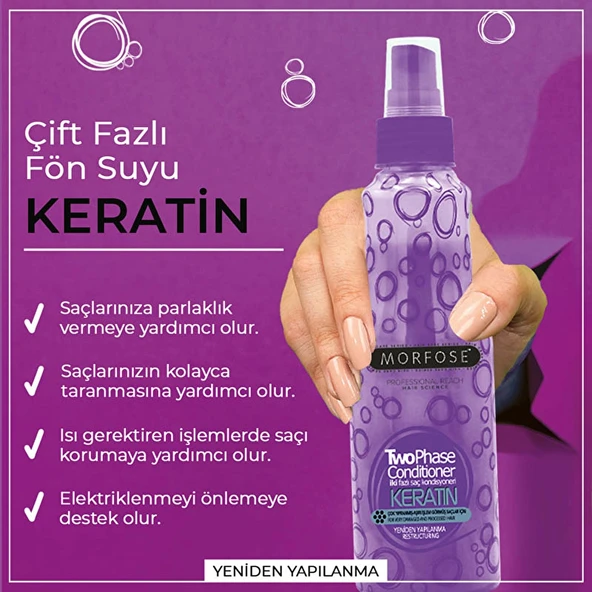 Morfose Keratin İki Fazlı 220 ml Saç Kondisyoneri Fön Suyu - Resim 2