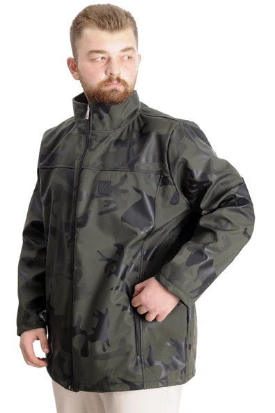 Mode XL Büyük Beden Erkek Mont Waterproof Softshell 23232 Haki - 2