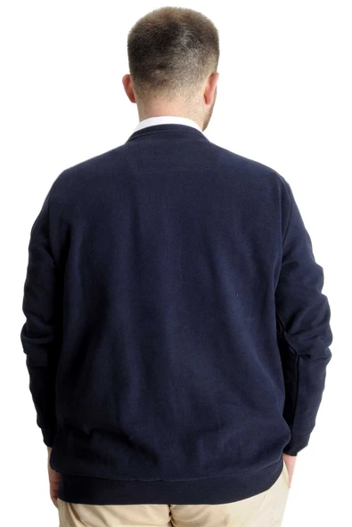 Mode XL Büyük Beden Erkek Hırka Vanize Selanik Düğmeli 20548 Lacivert - Resim 8