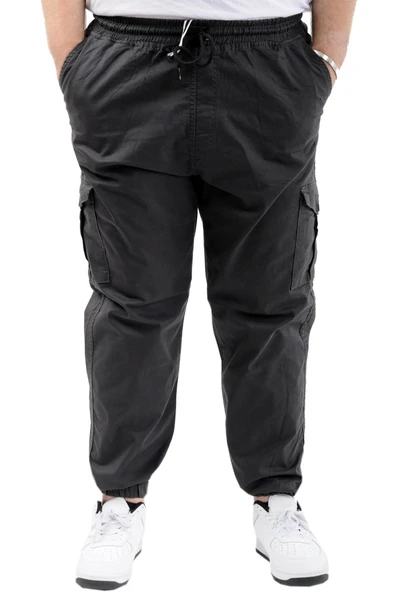 Mode XL Büyük Beden Keten Kargo Jogger Valencia 21911 Antrasit - 9