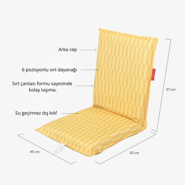Flamingueo Blake Katlanır 6 Pozisyonlu Plaj Koltuğu Sarı - 2