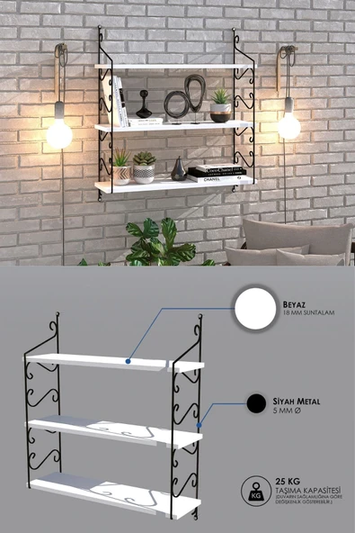 Decormet Seramoni Raf Seti 3 Raflı 200*720 Beyaz - Resim 9