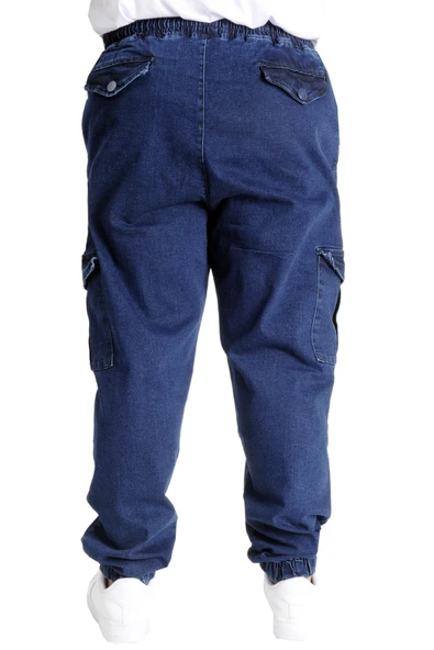 Mode XL Battal Beden Erkek Kot Pantolon CHIEF BLUE Lastikli 23919 Lacivert - Resim 4