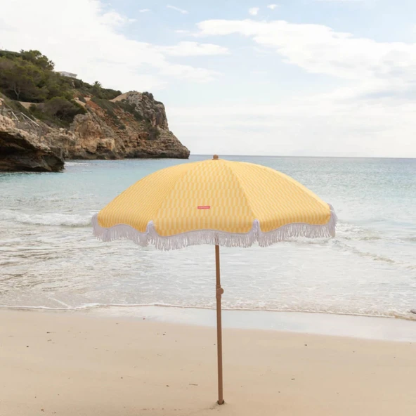 Flamingueo Caramel Plaj ve Bahçe Şemsiyesi Sarı - 5