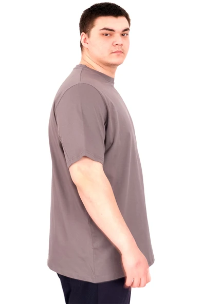 Mode XL Büyük Beden Erkek T-Shirt Bisiklet Yaka GORGEOUS U25022 Füme - Resim 3