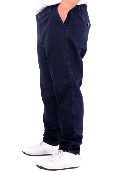 Mode XL Büyük Beden Erkek Kot Pantolon Yan Cep CHINO 18880 Lacivert - 2