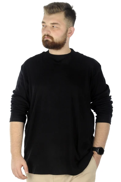 Mode XL Büyük Beden Uzun Kol Yarım Balıkçı Kazak 22558 Siyah - 2