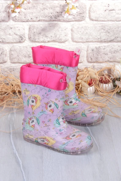 Fort 7061 Pembe Uniko Figürlü İçi Peluşlu Su Geçirmez Kız Çocuk Kar Yağmur Çizmesi ürün görseli