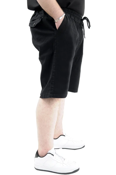 Mode XL Büyük Beden Erkek Kapri Yan Cepli 23808 Siyah - Resim 3