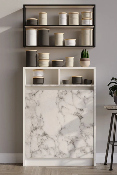 Decormet Bracked Çok Fonksiyonlu Masa Carrara Marble - Resim 2