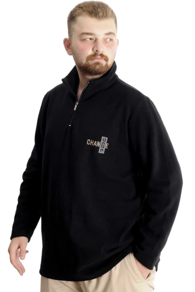 Mode XL Büyük Beden  Sweat Dik Yaka Selanik Fermuarlı 23548 Lacivert - Resim 2