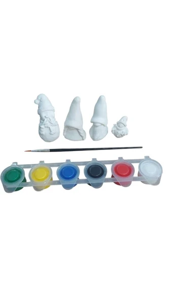 Ehobici Taş Boyama Seti Cüce ve Kardan Adam 6 Renk Akrilik Boya 5ml + Fırça - 2