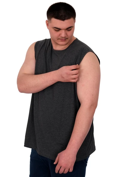 Mode XL Büyük Beden Erkek Atlet Düz U20003 Antrasit - 2