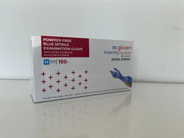 Pudrasız Nitril Muayene Eldiveni Kimyasal Dayanımlı Lateks İçermez Gıdaya Uygun Tek Kullanımlık Mavi Eldiven