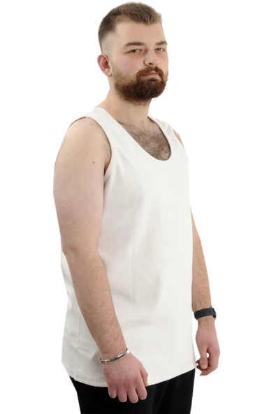 Mode XL Büyük Beden Erkek Kolsuz Atlet 6341 Ekru - 3