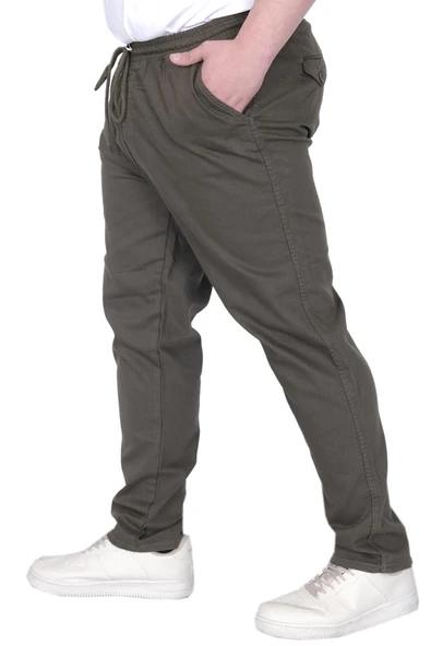 Mode XL Büyük Beden Erkek Pantolon Gabardin Düz Paça Jogger Everest 21929 Haki - 4