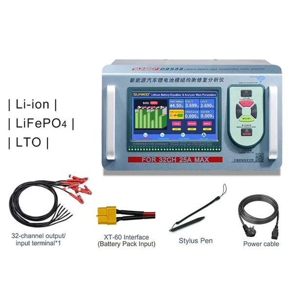 Sunkko D2532 Elektrikli Araç Lityum Batarya Akü Modülü Dengeleyici - Test Cihazı Analizörü - Resim 4