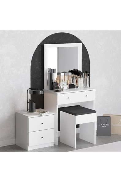 Decormet Nice Makyaj Masası Beyaz - Resim 10