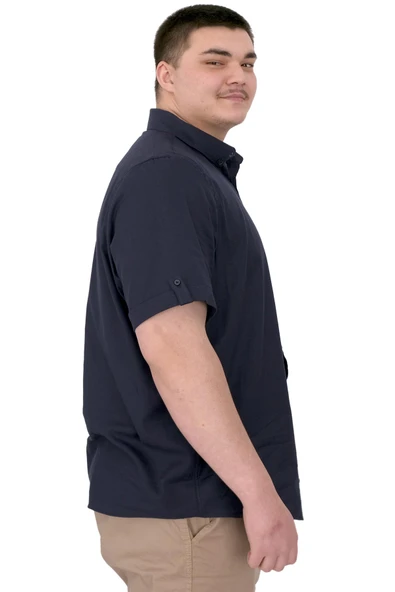 Mode XL Büyük Beden Erkek Gabardin Gömlek Everyday Essentials U25602 Siyah - 3