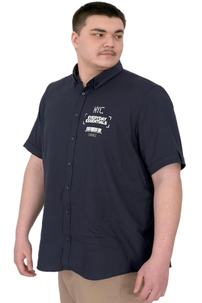 Mode XL Büyük Beden Erkek Gabardin Gömlek Everyday Essentials U25602 Siyah - 5