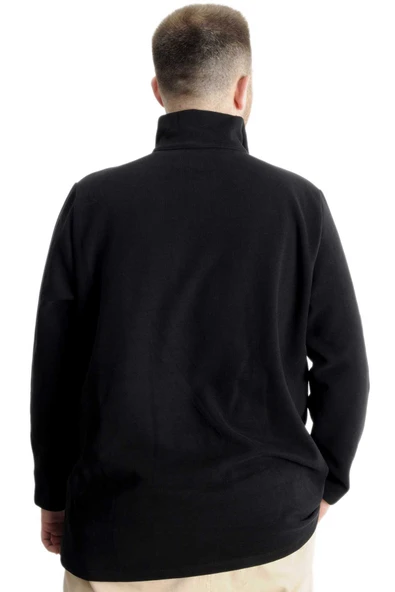 Mode XL Büyük Beden  Sweat Dik Yaka Selanik Fermuarlı 23548 Lacivert - Resim 4