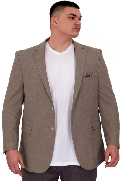 Mode XL Büyük Beden Erkek Ceket Blazer Britanya 23028 Vizon