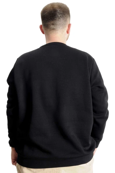 Mode XL Büyük Beden Erkek Sweat BisYaka Do İt Yourself 23168 Siyah - Resim 4