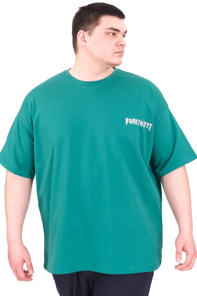 Mode XL Büyük Beden Erkek T-Shirt Bisiklet Yaka BORN TOLYFT U25029 Nefti ürün görseli