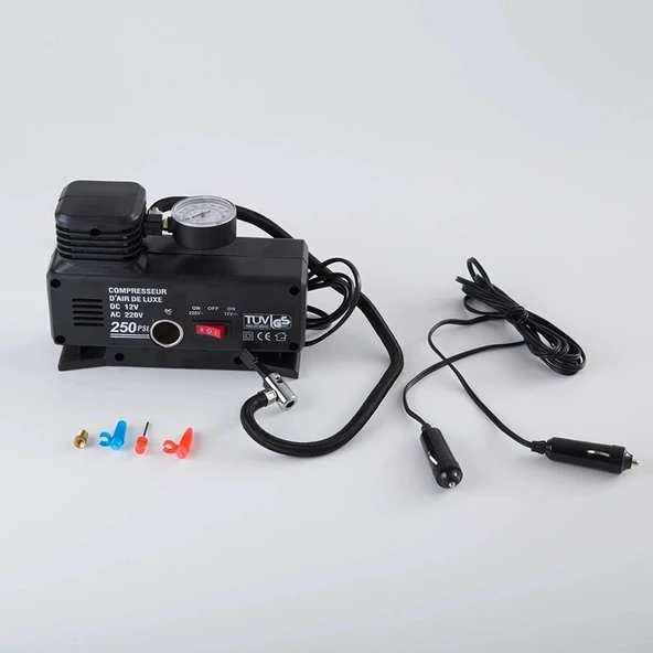 220v Ile 12v Oto Elektriği Çalışan Hava Lastik Şişirme Kompresörü 250 Psı Çok Amaçlı Yol Yardımı - 4