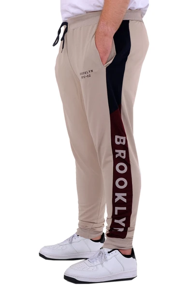 Mode XL Büyük Beden Erkek Eşofman Altı İnterlok Garnili BROOKLYN 24517 Gri - Resim 2