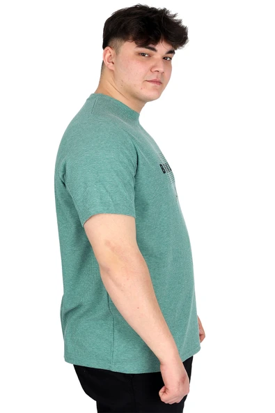 Mode XL Büyük Beden Erkek Tişört Baskılı BROOKLYN WAFFLE U25002 Çağla - Resim 3