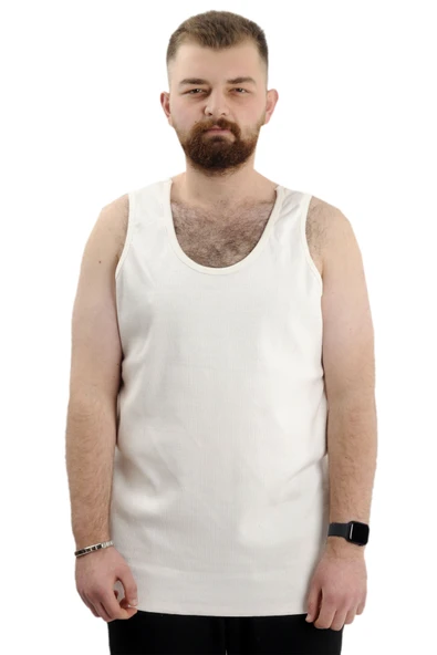 Mode XL Büyük Beden Erkek Kolsuz Atlet 6341 Ekru