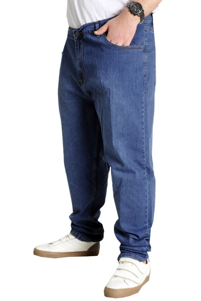 Mode XL Büyük Beden Erkek Pantolon Kot Klasik Toronto Blue 22936 Mavi - 2