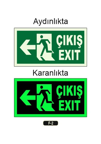 Sağ - Sol Çıkış Levhası, 3 Saat Şarjlı, Elektrikle Çalışır, 3 Watt Ledli, Acıl Çıkış Levhası, EXIT - 6
