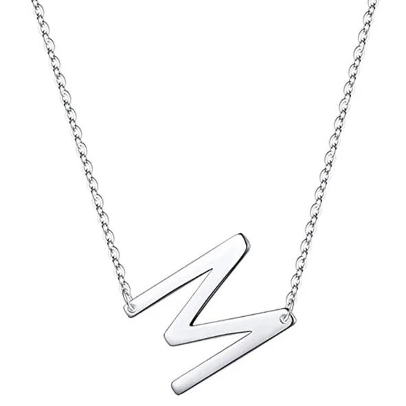 Kişiye Özel Harf Temalı 925 Ayar Gümüş Plakalı Hediyelik Gümüş Kolye-422 ürün görseli