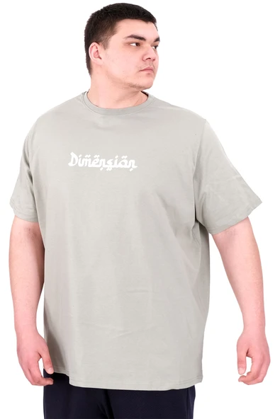 Mode XL Büyük Beden Erkek T-Shirt Bisiklet Yaka DIMENSION U25025 Çağla - Resim 2