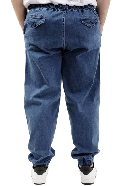 Mode XL Büyük Beden Erkek Pantolon Kot Jogger Lastikli Paça TORONTO 23916 Mavi - 4