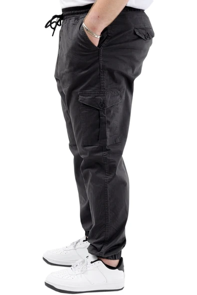 Mode XL Büyük Beden Keten Kargo Jogger Valencia 21911 Antrasit - 11