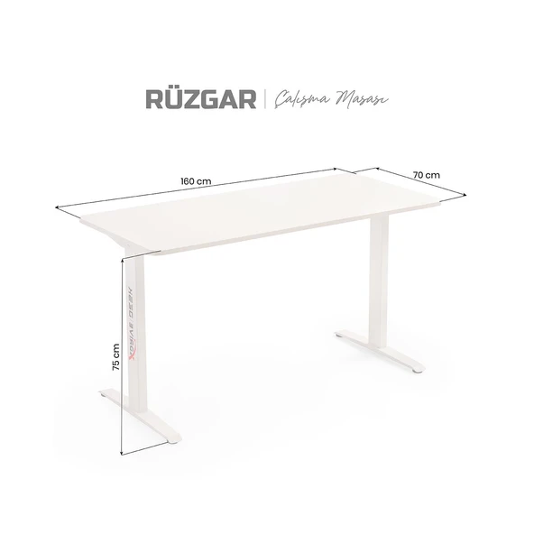 xDrive Rüzgar Çalışma Masası Beyaz (160x70) - Resim 3