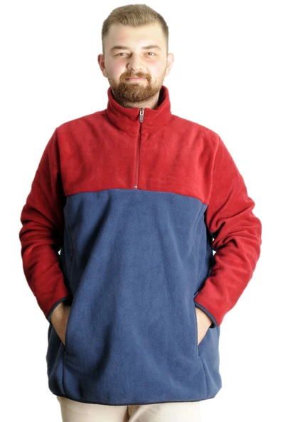 Mode XL Erkek Sweat Polo Yaka Yarım Fermuarlı Polar 22552 İndigo ürün görseli