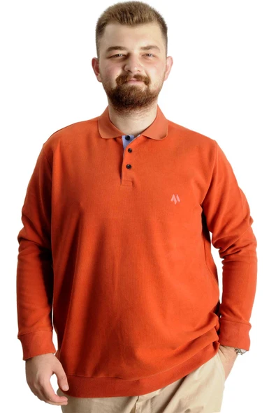 Mode XL Büyük Beden Erkek Sweat Polo Selanik Nakışlı 20440 Tarçın ürün görseli