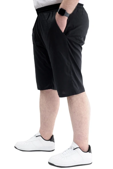 Mode XL Büyük Beden Erkek Kapri Basic Yan Cepli 24514 Siyah - 2