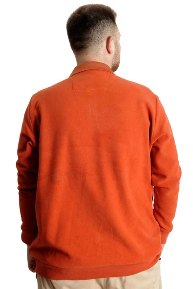 Mode XL Büyük Beden Erkek Sweat Polo Selanik Nakışlı 20440 Tarçın - Resim 4