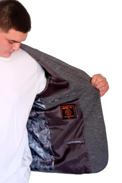 Mode XL Büyük Beden Erkek Klasik Blazer Ceket BRITANYA 23028 Koyu Gri - 5