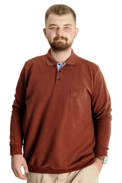 Mode XL Büyük Beden Erkek Sweat Polo Selanik Basic 20441 Tarçın ürün görseli 1